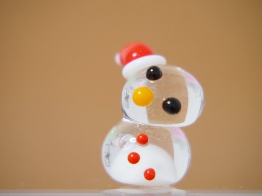 クリア　溶けかけ雪だるまのミニミニオブジェ　クリスマスぼうし