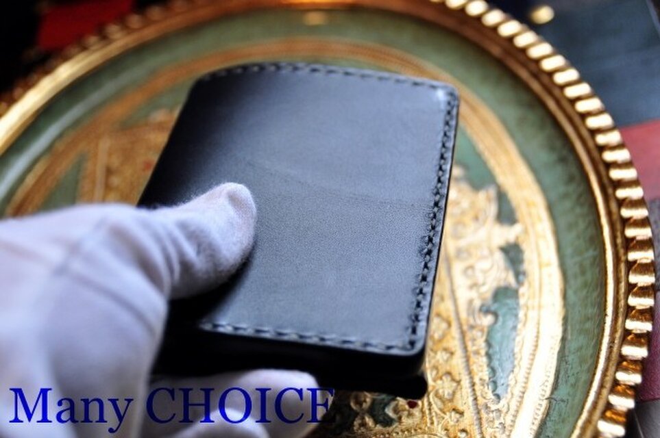 イタリアンレザー・帝王ブッテーロ・名刺入れ（紺）