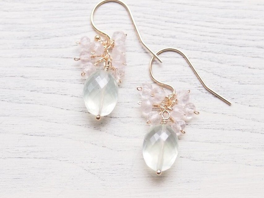 【一点物】プレナイトのブーケピアス(14kgf)/イヤリング