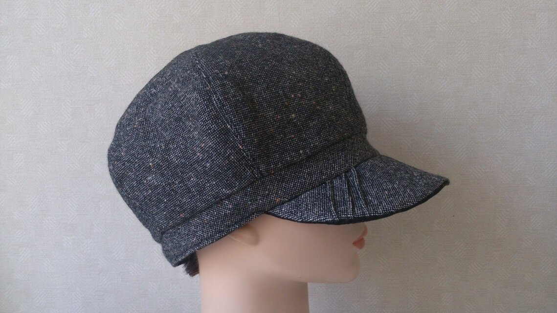 魅せる帽子☆55センチ♪リバーシブルキャスケット~ツィード