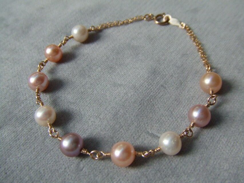 14kgf はんなり淡水パールシンプルブレスレット k14gf