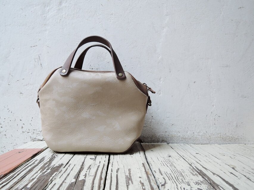 神戸ORZO 型押しレザー 2wayミニボストンショルダーbag カモグレージュ×カーキ