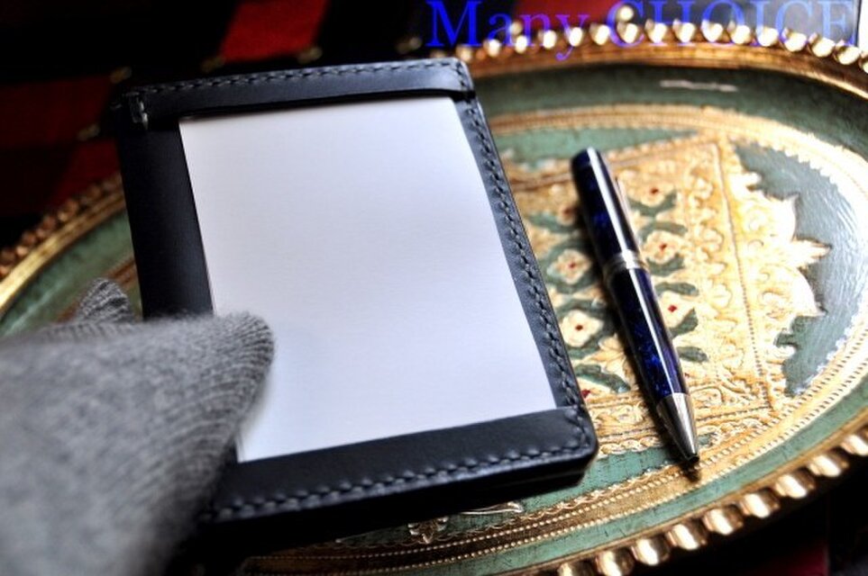 イタリアンレザー・帝王ブッテーロ・ジョッターケース （5×3サイズ）（紺）