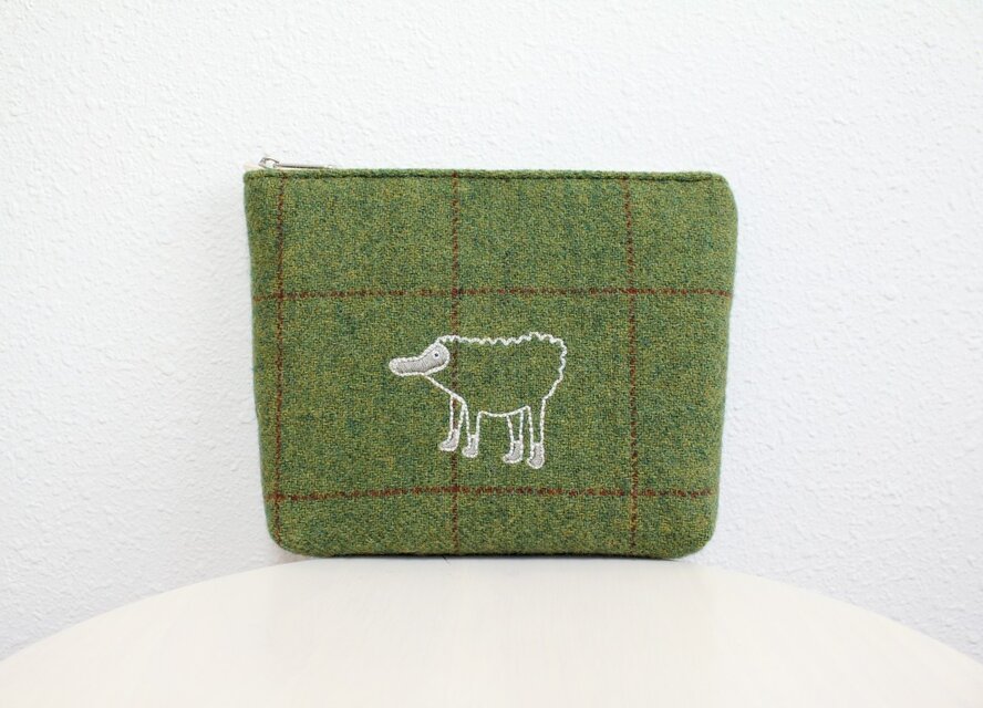 《受注制作》リラの四角いウールポーチ／グリーン