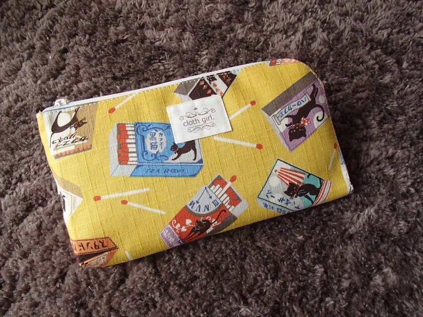 ケース装着PS Vita(PSP)用ポーチ◆黒猫カフェ･バーキャット黄