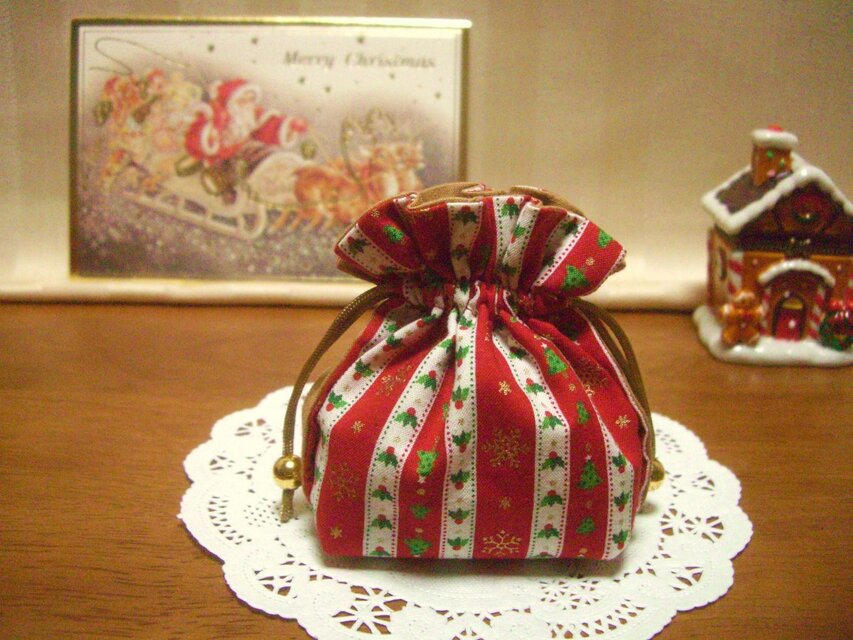 クリスマス・ポーチ☆ストライプ（レッド）