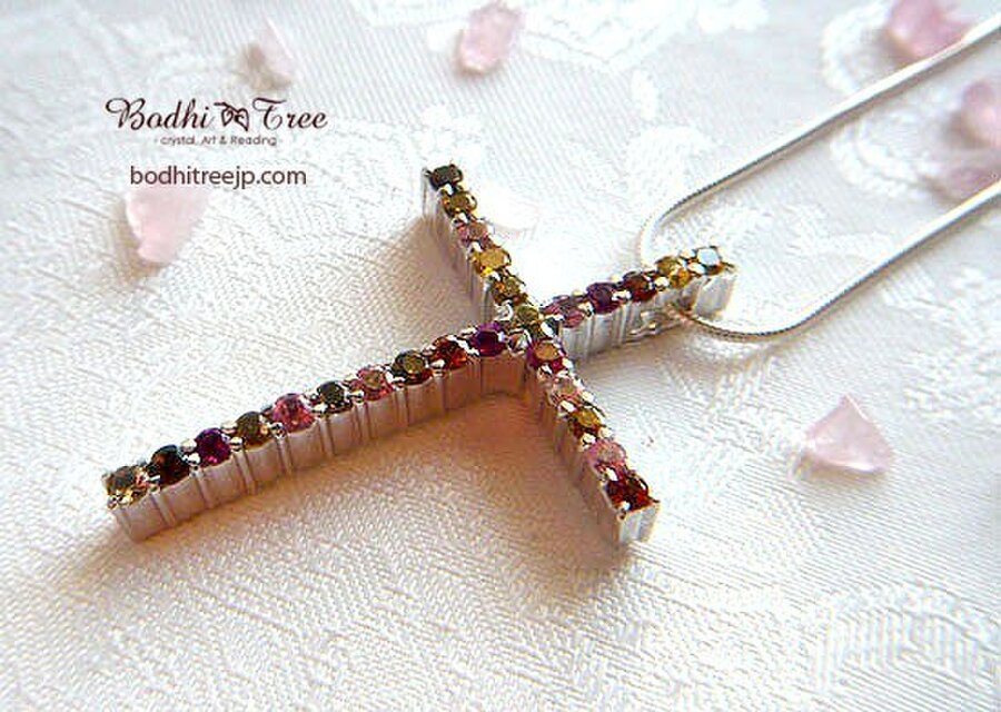 マルチカラートルマリンクロスSVネックレス