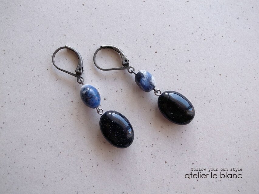 from the earth #3～ブルーサンドとソーダライトのドロップピアス～