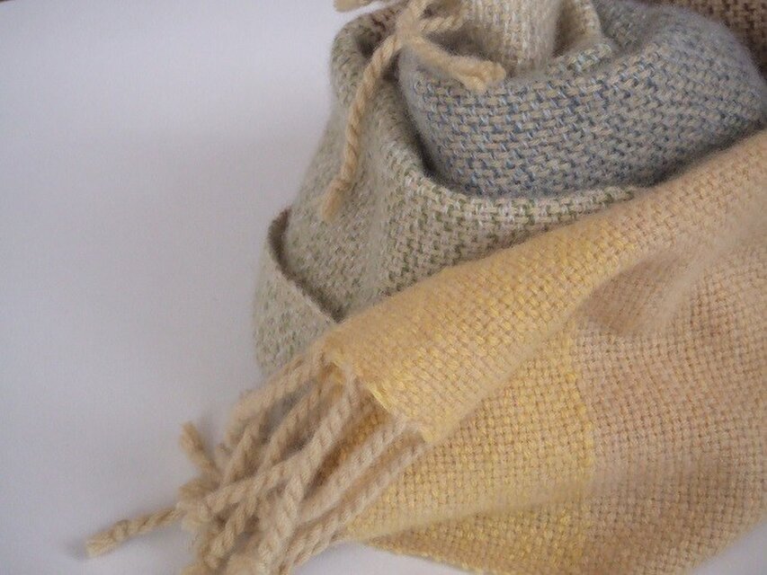 手織りカシミアマフラー・・春うららⅰ