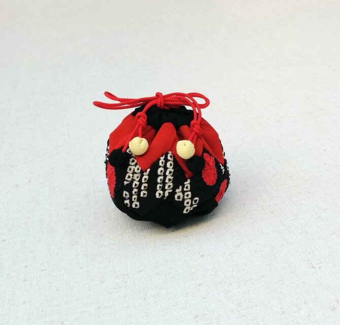 古布のねじり巾着袋　