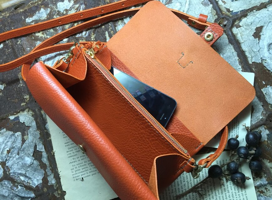 受注製作＊wallet bag(orange) | iichi 日々の暮らしを心地よくする