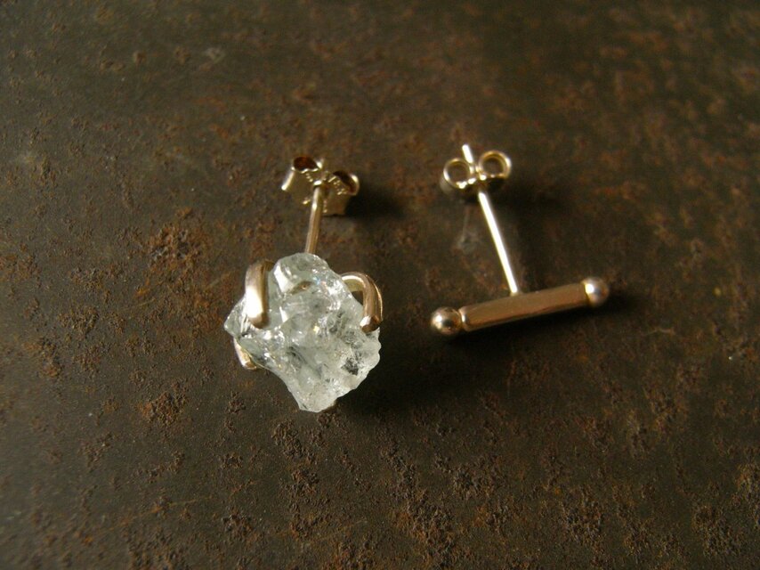 アクアマリン　シングルストーン　ピアス