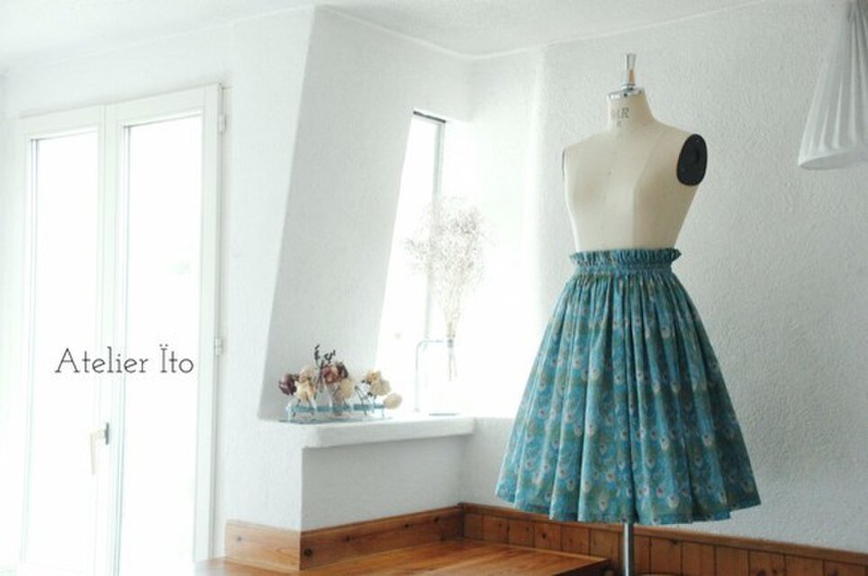 Liberty:hera チュチュみたいなギャザースカート（ブルー）