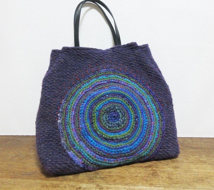 冬物セール★くるくる編みかばん（パープル）