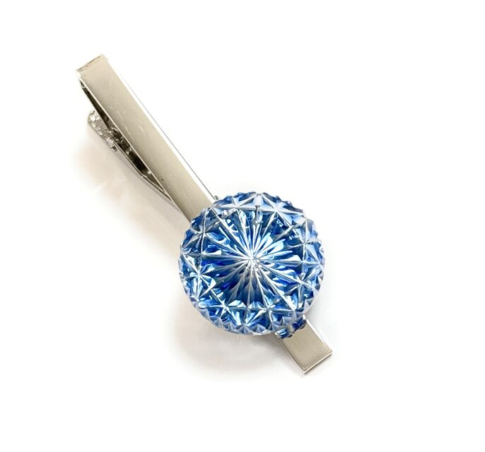 東京切子タイピン　菊　ブルー