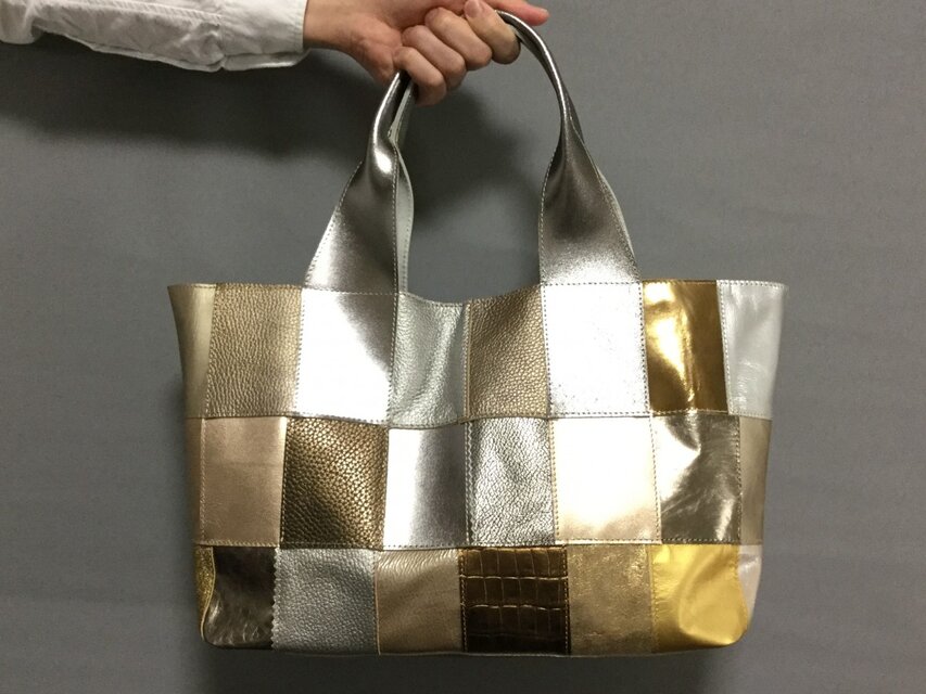 レザーパッチワークトートバッグ295