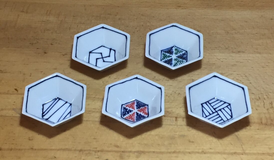 Z011a 磁器染付酒杯 五客組