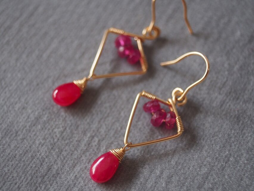 14kgfルビーシンプルピアス k14gf