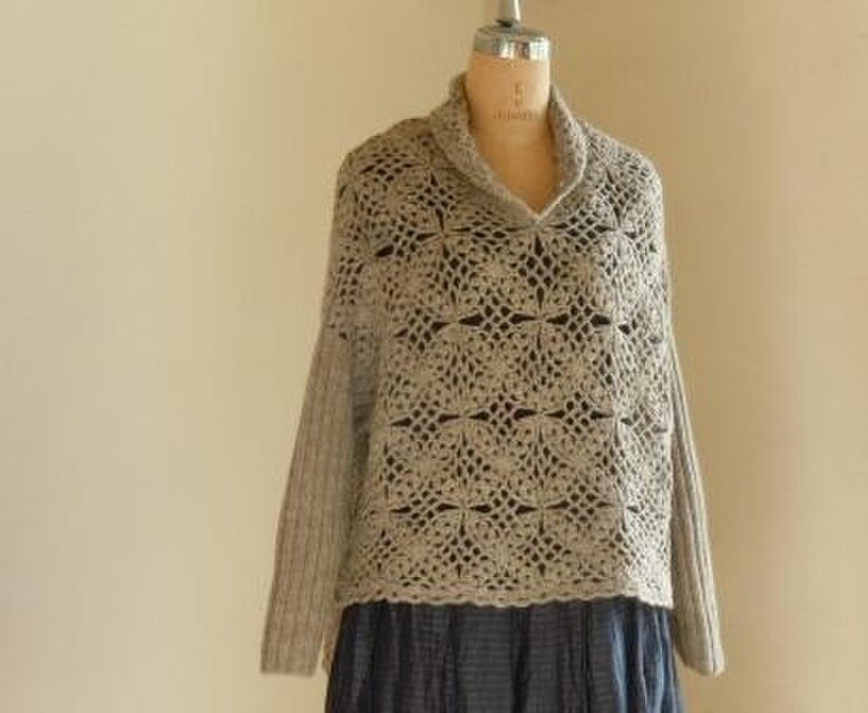 ウールアルパカのユニークプルオーバー