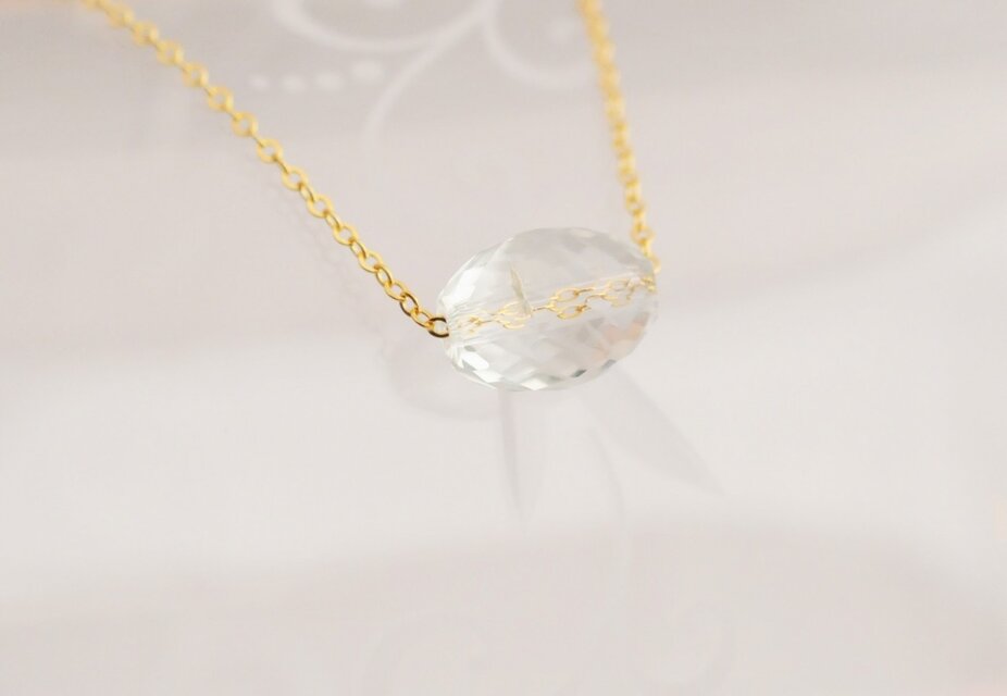 グリーンアメジスト 14kgf ひとつぶネックレス