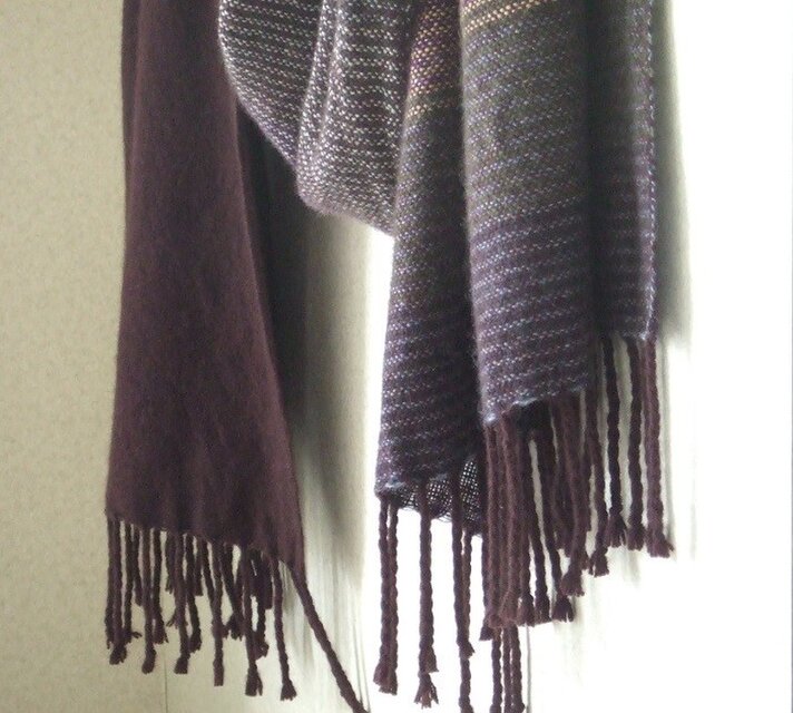 手織りカシミアストール・・ブラウニー