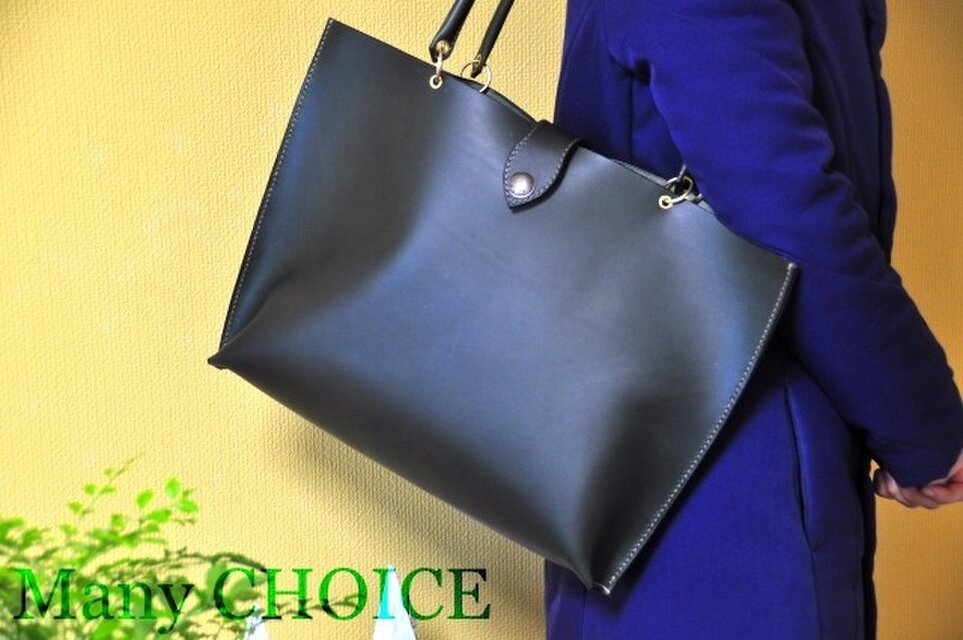 イタリアンオイルバケッタレザー・トートバック（マラカイト）