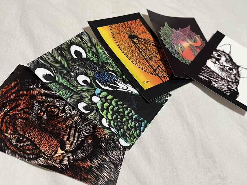 切り絵作品ポストカード・ランダム5枚入り