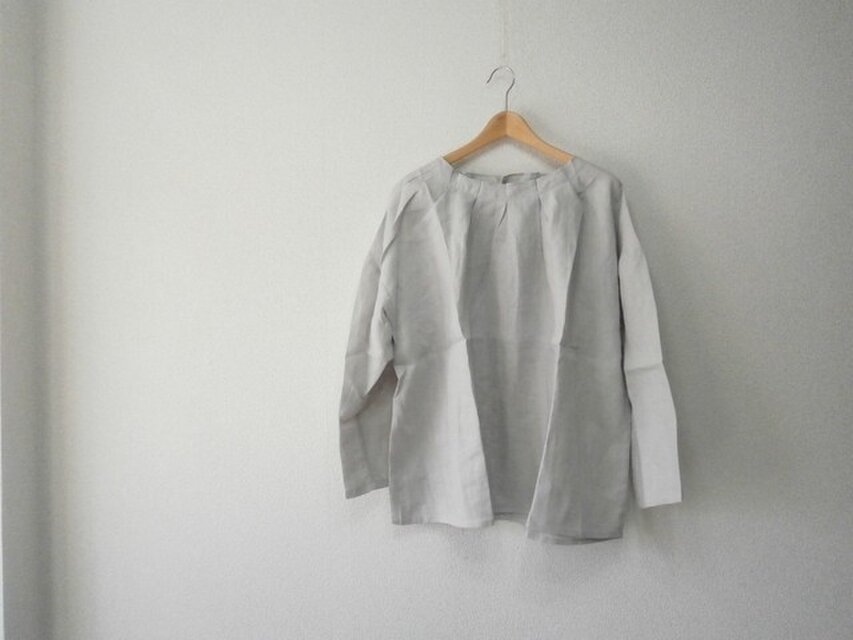 ★en-enフランスリネン・タッグブラウス・アイスグレー