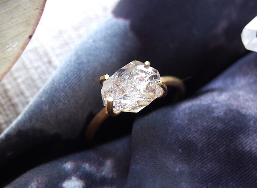 [一点物]原石のダイヤモンドクォーツのリング
