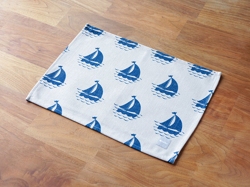ランチョンマット 北欧柄 ネイビーヨット 2枚組 天然リネン 45×32cm jubileeteatoweltt101