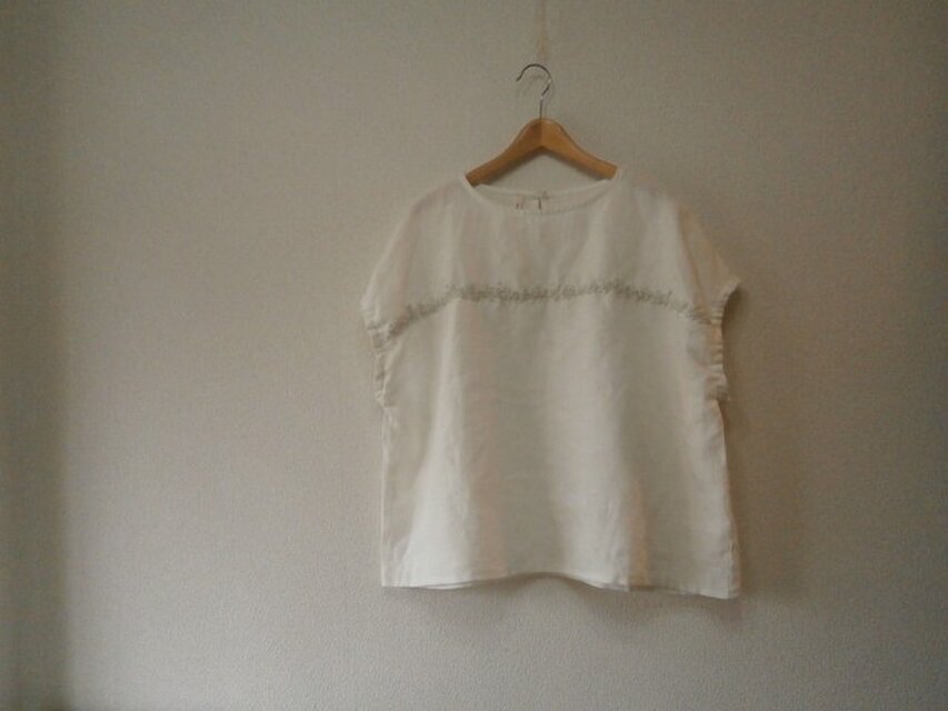 ★en-enフランスリネン×手刺繍袖ゴムプルオーバー