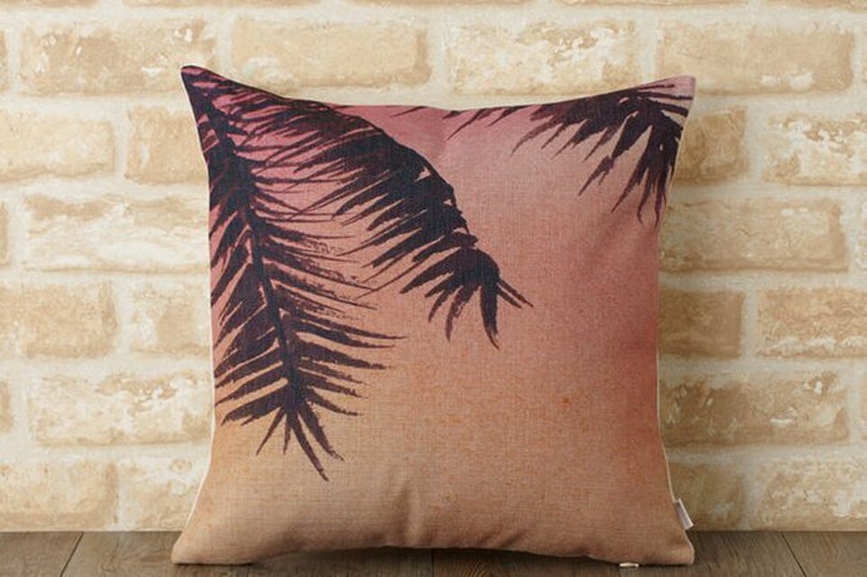 クッションカバー 45×45cm 北欧柄 サーフ 天然リネン サンセット jubileecushionse451a