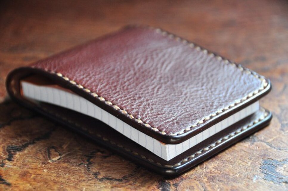 イタリアンオイルレザーアリゾナ・ロディアメモ帳ホルダーチョコ