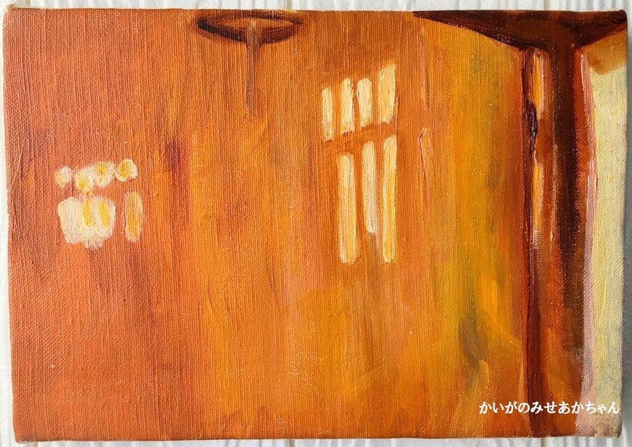 絵画「部屋の中 ３」サムホール・油彩画・原画・裏紐付き | iichi 日々