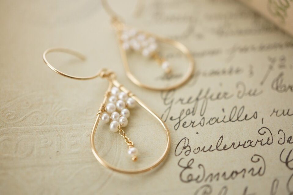 K14GF ホワイトケシテトリスピアス