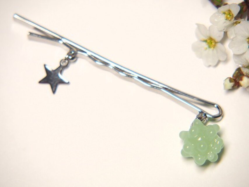 こんぺいとうと★のヘアピン　ミントグリーン