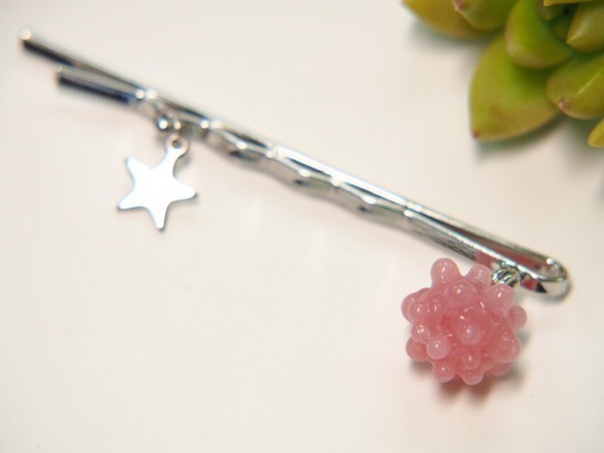 こんぺいとうと★のヘアピン　もも色