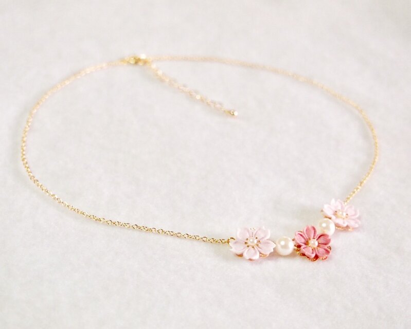 百鬼堂スチームパンクつまみ細工 鉄桜花 ハットピン ネックレス セット