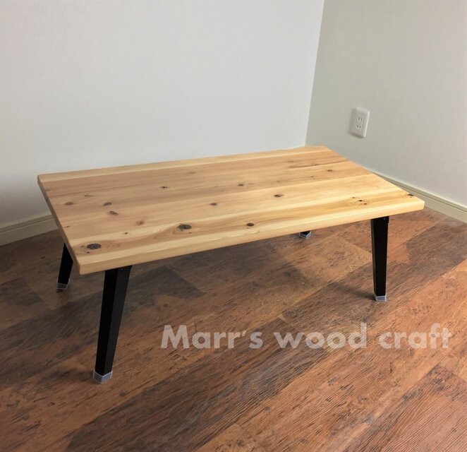 国産杉の無垢材 折れ脚テーブル 45x90cm クリアー塗装 【オーダー可能