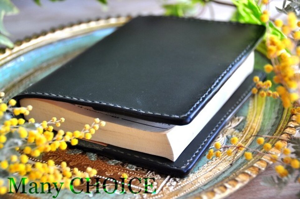 イタリアンオイルバケッタレザー・ブックカバー（マラカイト）