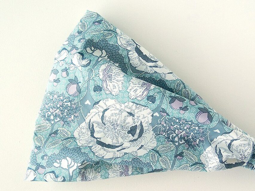 リバティ 幅広 ターバン風 ヘアバンド シンディーズガーデン ブルー New