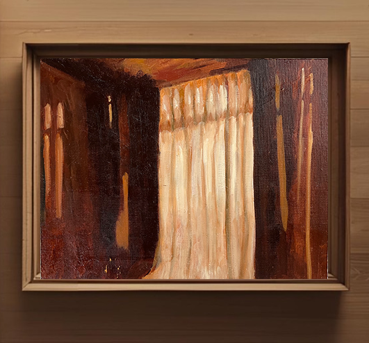 原画「夕方の部屋の中」F6・油彩