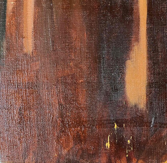 原画・油彩「夕方の部屋の中」絵画・F6（32×41㎝）アート・キャンバス