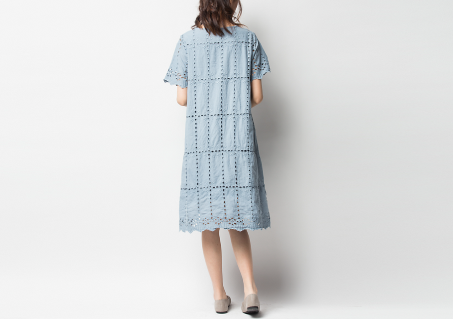 ハンドメイド刺繍　半袖ワンピース 110センチ ハンドメイド刺繍 半袖ワンピース 110センチ バレエ】前開きセーラー