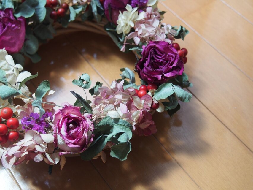 ～バラのドライフラワーリース～