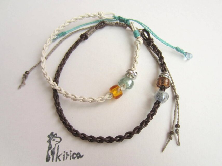 革紐のアンクレットペア