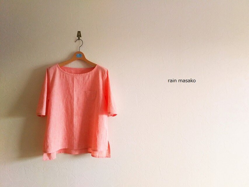 綿麻キャロットオレンジダンガリーTブラウス