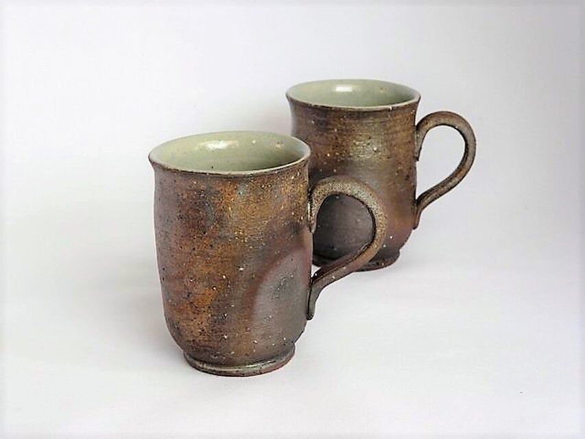 焼き締めマグカップ(細）