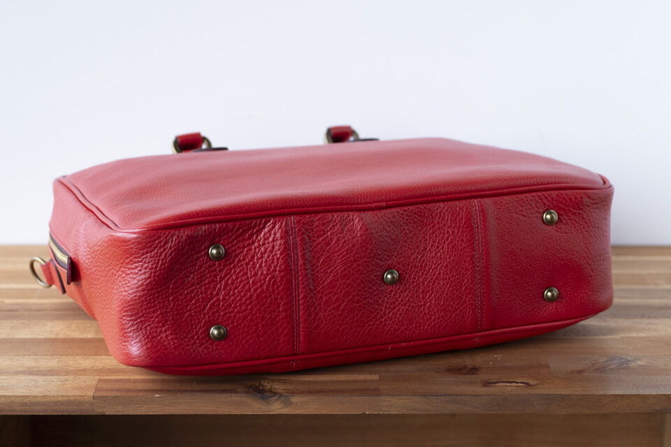 美品 BUSINESS LEATHER FACTORY レザーブリーフケース 赤 姫路レザー ビジネスバッグ ブリーフケース レッド 赤 at-17ns | iichi