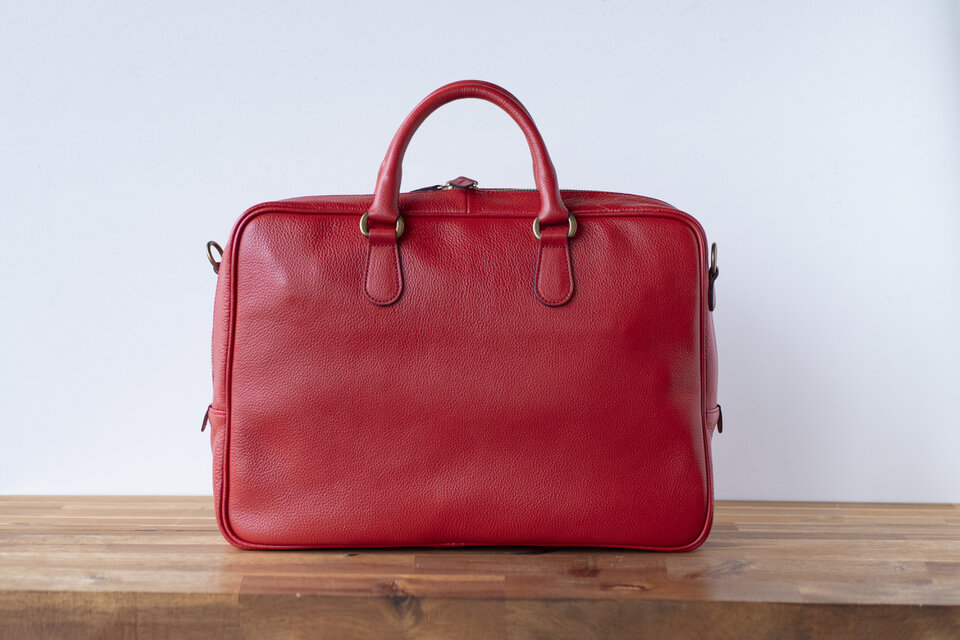美品 BUSINESS LEATHER FACTORY レザーブリーフケース 赤 姫路レザー ビジネスバッグ ブリーフケース レッド 赤 at-17ns | iichi